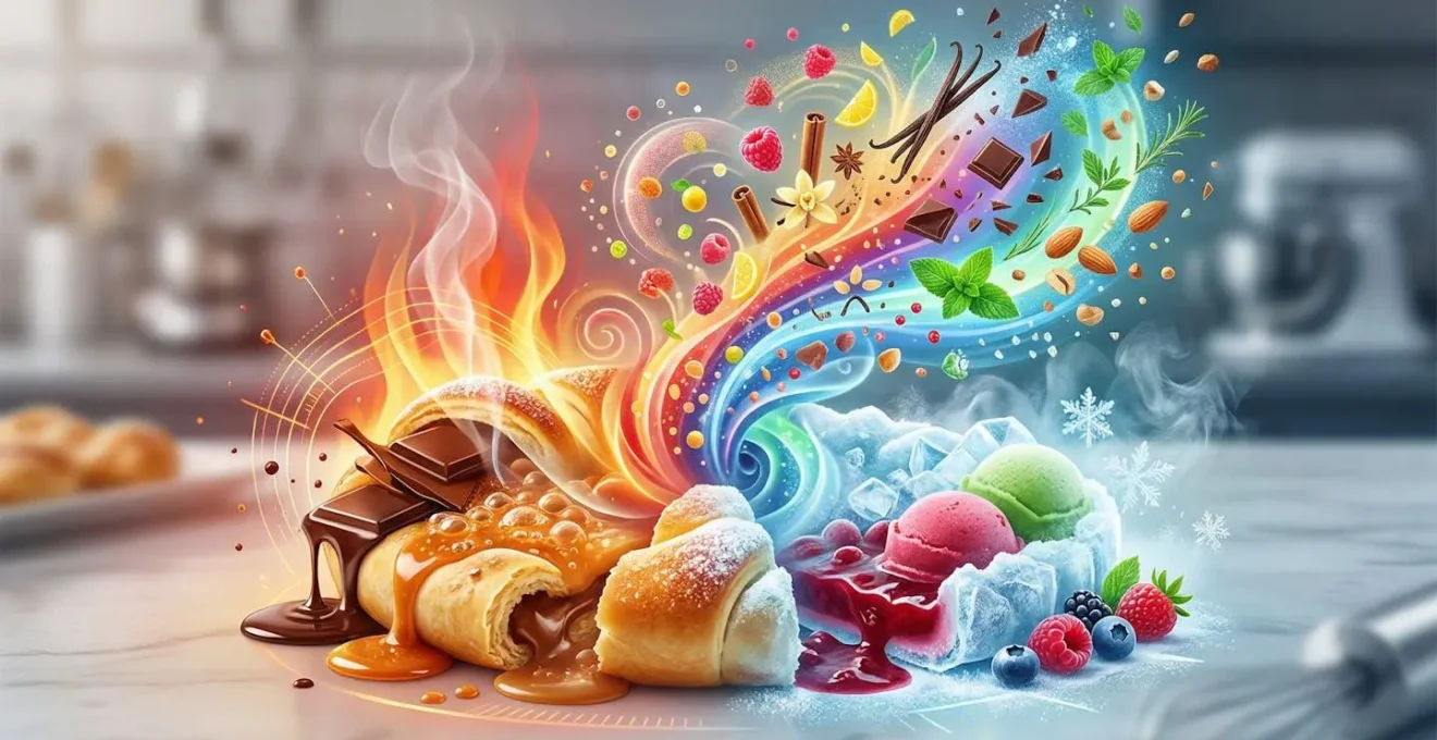 Visualisation du contraste chaud-froid et de la libération des arômes en pâtisserie