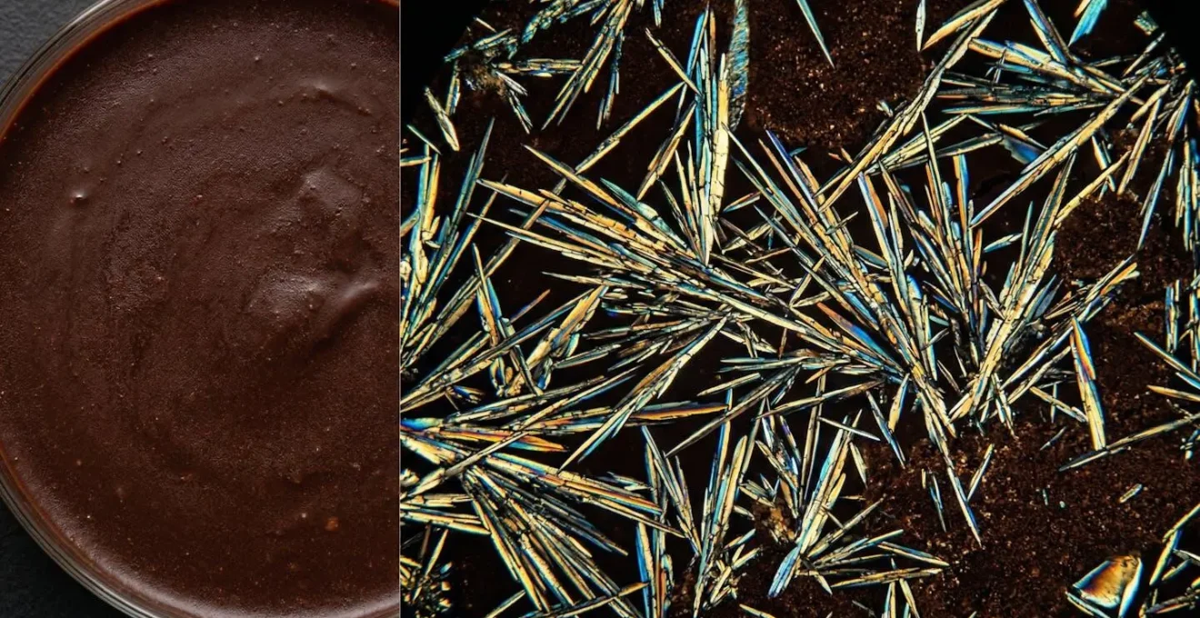 Structure cristalline du beurre de cacao dans une ganache au repos