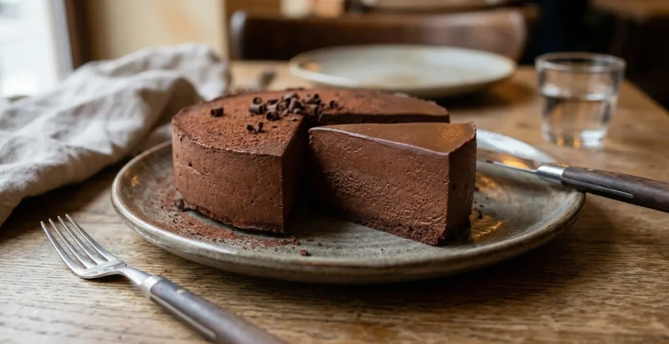 Coupe d'une mousse au chocolat montrant la texture uniforme qui provoque la fatigue sensorielle