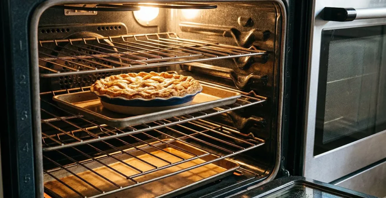 Vue latérale de l'intérieur d'un four montrant les différentes positions de grille pour la cuisson d'une tarte