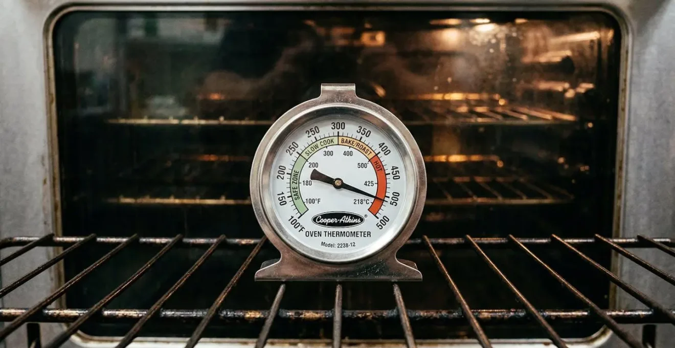 Thermomètre de four professionnel montrant un écart de température significatif